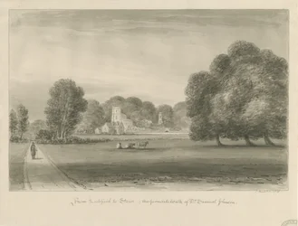 Lichfield - Stowe: rysunek w sepii, 1841