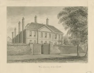 Lichfield - Dekanat in The Close: rysunek w sepii, 1838