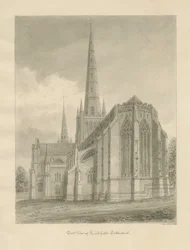 Katedra w Lichfield - widok na wschód: rysunek w sepii, 1838 r.