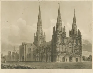 Katedra w Lichfield - widok na północny zachód: grawerunek akwatinty, bd [1807]