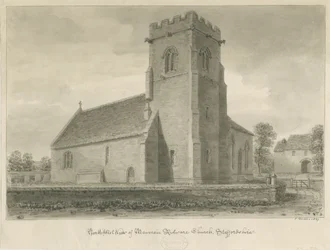 Kościół Mavesyn Ridware: rysunek w sepii, 1839