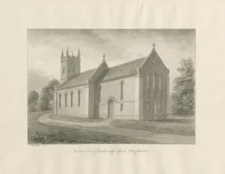 Newborough Church: rysunek w sepii