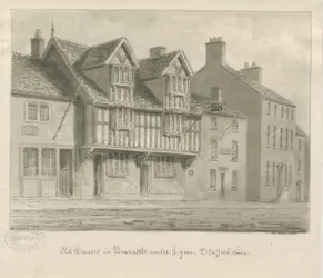 Newcastle-under-Lyme - Stare domy: rysunek w sepii, 1840