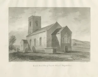 Onecote Church: rysunek w odcieniu sepii, 1847