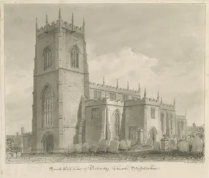 Kościół w Penkridge: rysunek w sepii, 1837