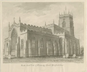 Kościół w Penkridge: rysunek w sepii, 1837