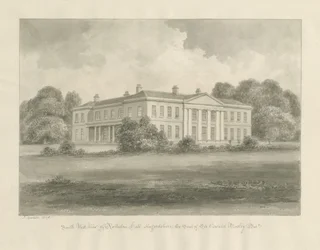 Rolleston Hall: rysunek w sepii