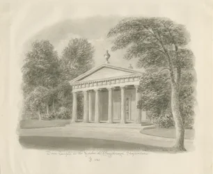 Shugborough - Świątynia Dorycka: rysunek w sepii, 1842