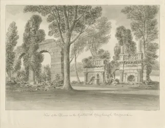 Shugborough – Ruins in Garden: rysunek w sepii