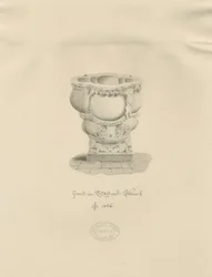 Stafford - Czcionka w kościele Mariackim: rysunek w sepii, 1826 r.