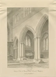 Stafford - Wnętrze kościoła Mariackiego: rysunek w sepii, 1841 r.