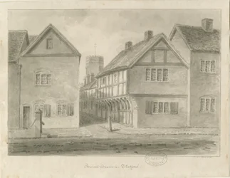 Stafford - Little Church Lane: rysunek w sepii, 1841
