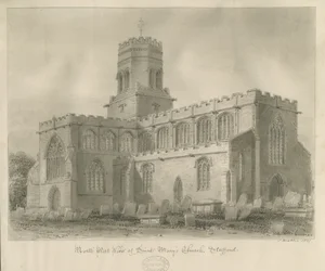 Stafford - Kościół Mariacki: rysunek w sepii, 1837