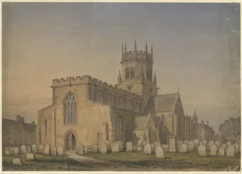 Stafford - Kościół Mariacki: rysunek akwarela, 1846