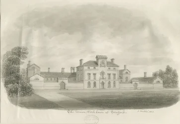 Stafford - Union Workhouse: rysunek w sepii