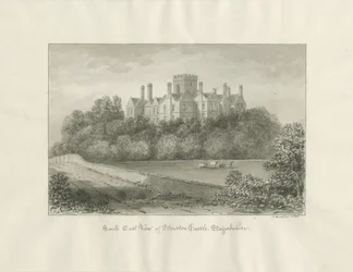 Zamek Stourton: rysunek w odcieniu sepii, 1846