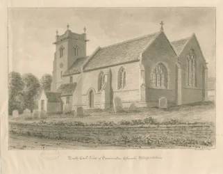 Kościół Swynnerton: rysunek w sepii, 1841