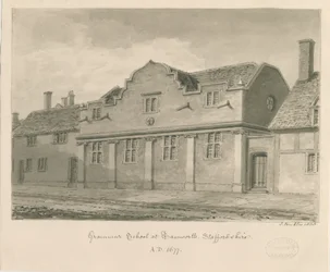 Tamworth - Grammar School: rysunek w sepii, 1838