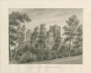 Zamek Tamworth: rysunek w sepii, kwiecień 1849 (rysunek)