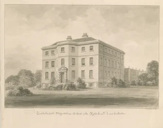 Teddesley Hall: rysunek w sepii, 1841