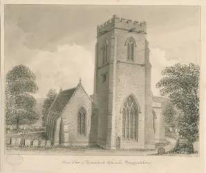 Kościół Tettenhall: rysunek w odcieniu sepii, 1837