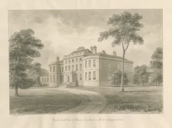 Thorpe Constantine Hall: rysunek w sepii, 1848