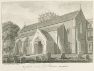 Trentham - New Church: rysunek w sepii, 1844