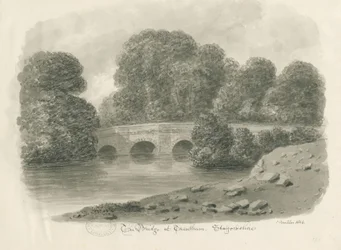 Trentham Hall - Most: rysunek w odcieniu sepii, 1844