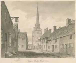 Uttoxeter Town - Street View: rysunek w sepii