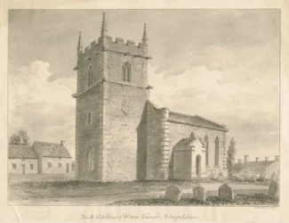 Kościół Wetton: rysunek w sepii, 1839