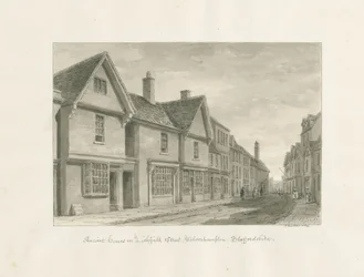 Wolverhampton - Ancient Houses in Lichfield Street: rysunek w sepii