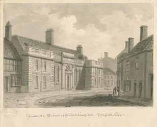 Wolverhampton - Grammar School: rysunek w sepii, 1837
