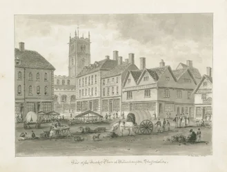 Wolverhampton - Rynek: rysunek w sepii