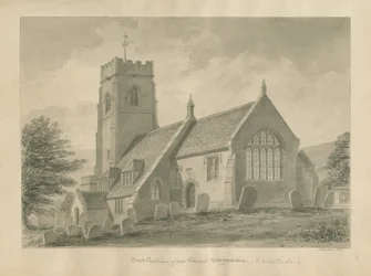 Worcestershire - Clent Church: rysunek w sepii, 1847