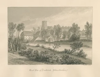 Worcestershire - Droitwich - Wschodni widok miasta: rysunek w sepii, 1833