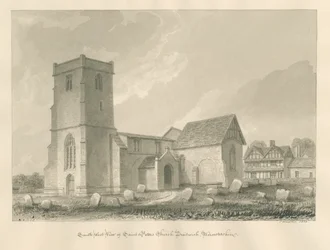 Worcestershire - Droitwich - Kościół św. Piotra: rysunek w sepii, 1833
