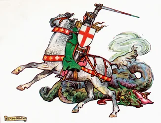 Św. Jerzy i smok, ilustracja z Książki dla dzieci księżnej Marie-Josés, wydanej w 1916 r.
