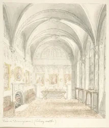 Zamek Lea, Worcestershire, Jadalnia od strony południowej, ca. 1816.