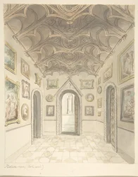 Zamek Lea, Worcestershire, Pokój Obrazów, Patrząc na Zachód, ca. 1816.