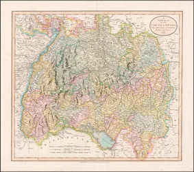 Mapa Szwabii z 1799 r. autorstwa Johna Cary