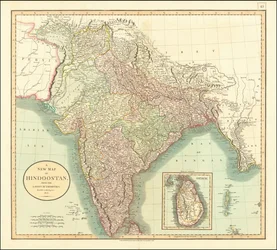 Mapa Indii z 1806 roku autorstwa Johna Cary