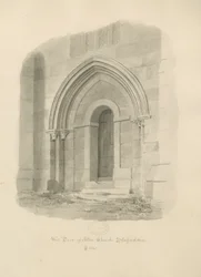 Alton Church - West Door: rysunek w sepii