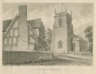 Kościół Cannock: rysunek w sepii, 1841