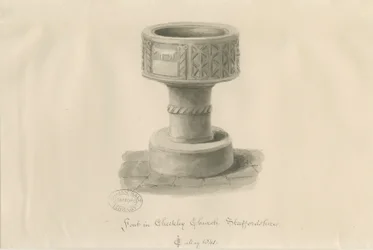 Czcionka w Checkley Church: rysunek w sepii, 1841