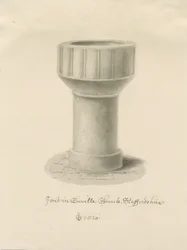 Czcionka w kościele Enville: rysunek w sepii, 1820