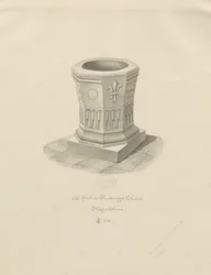 Czcionka w kościele w Penkridge: rysunek w sepii, 1841