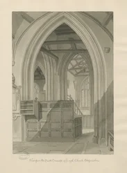 Wnętrze kościoła Leigh: rysunek w sepii, 1841