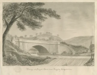 Kingsley - Most w Froghall: rysunek w sepii, 1841