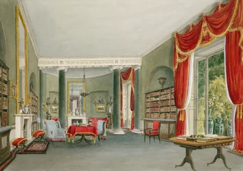 Biblioteka i salon w Bromley Hill, Kent (siedziba prawego honorowego Charlesa Longa)
