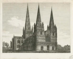 Katedra w Lichfield - Front Zachodni: grawerowanie i [początek XIX wieku] (druk)